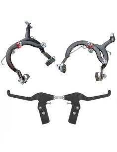 Set Frana Caliper Fata + Spate, Manete Plastic, Negru